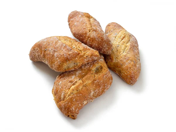 Alguns rolos frescos da padaria com uma crosta crocante — Fotografia de Stock
