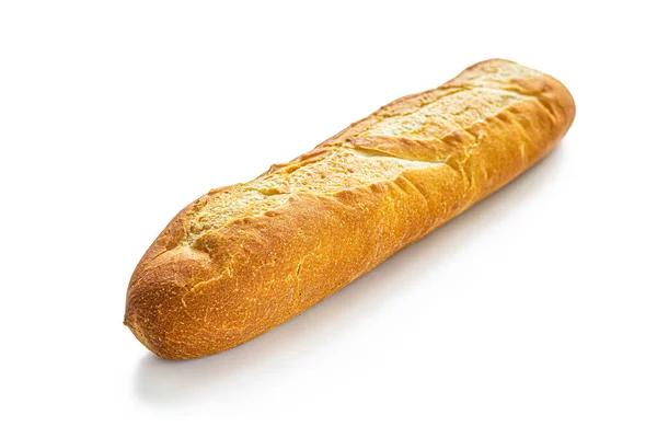 Crispy French Baguette Delicious Golden Crust White Background — Stock Photo, Image