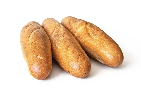 Mini Baguettes Françaises Avec Fentes Croûte Dorée Croustillante Isolées Sur — Photo