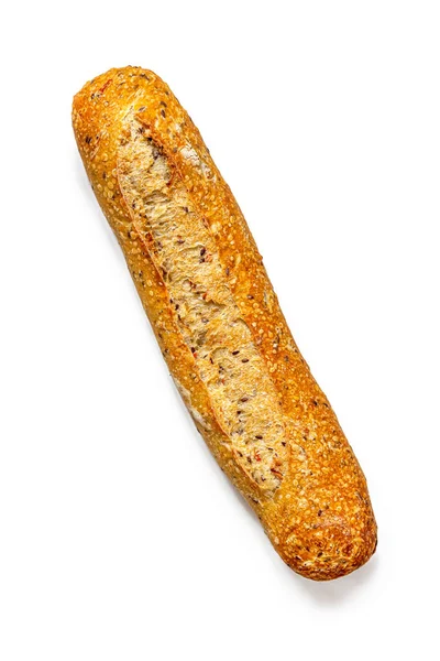 Vue Dessus Une Baguette Fraiche Aux Noix Graines Isolée Sur — Photo