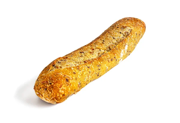 Verse Rustieke Stokbrood Met Een Knapperige Korst Zaden Noten Geïsoleerd — Stockfoto