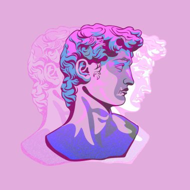 Modern yeraltı büstü David. Michelangelo 'nun antik başyapıtı David..