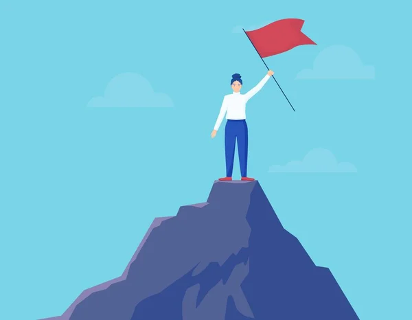 Bayrak gibi dağ konsepti olan bir kadın. Başarılı kadın karakter lideri kariyerinin zirvesinde..