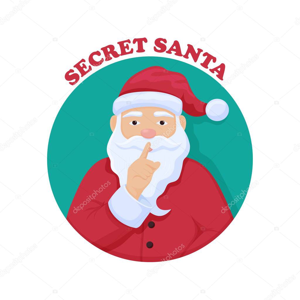 Secret Santa Chris Kindle. Merry Christmas anonymous gift exchange ceremony mysterious Santa.