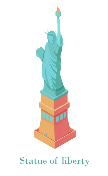 Estatua de Libertyi sométrica. Monumento nacional de Nueva York símbolo de la independencia americana . — Vector de stock