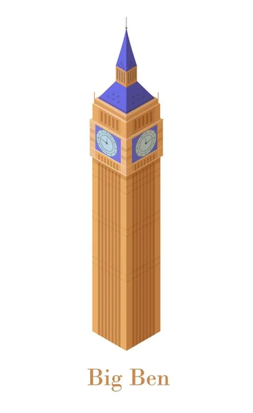 Big Ben isometrie. Londen oriëntatiepunt klokkentoren van Palace Westminster symbool Britse architectuur. — Stockvector