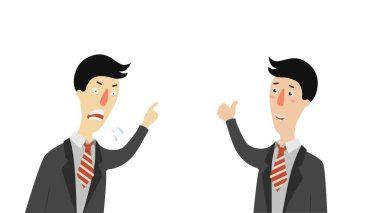 Kızgın ve onaylayıcı patron. Kızgın şirket başkanı iş raporlarından ve sonuçlardan memnun değil.