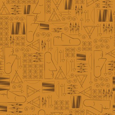 Kabilenin etnik, pürüzsüz şekli. Navajo kabilesinin yay ve okla yüzleri tasvir eden geometrik resimleri..