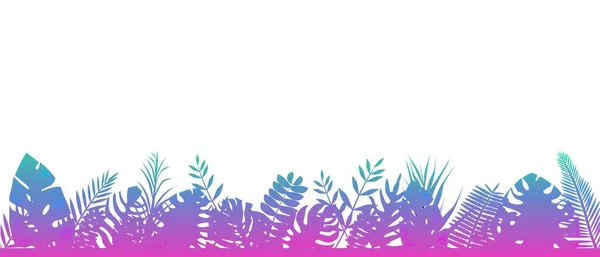 Fern bakgrund blå rosa. Dekoration horisontella regnskogar blommiga botaniska bakgrund. — Stock vektor
