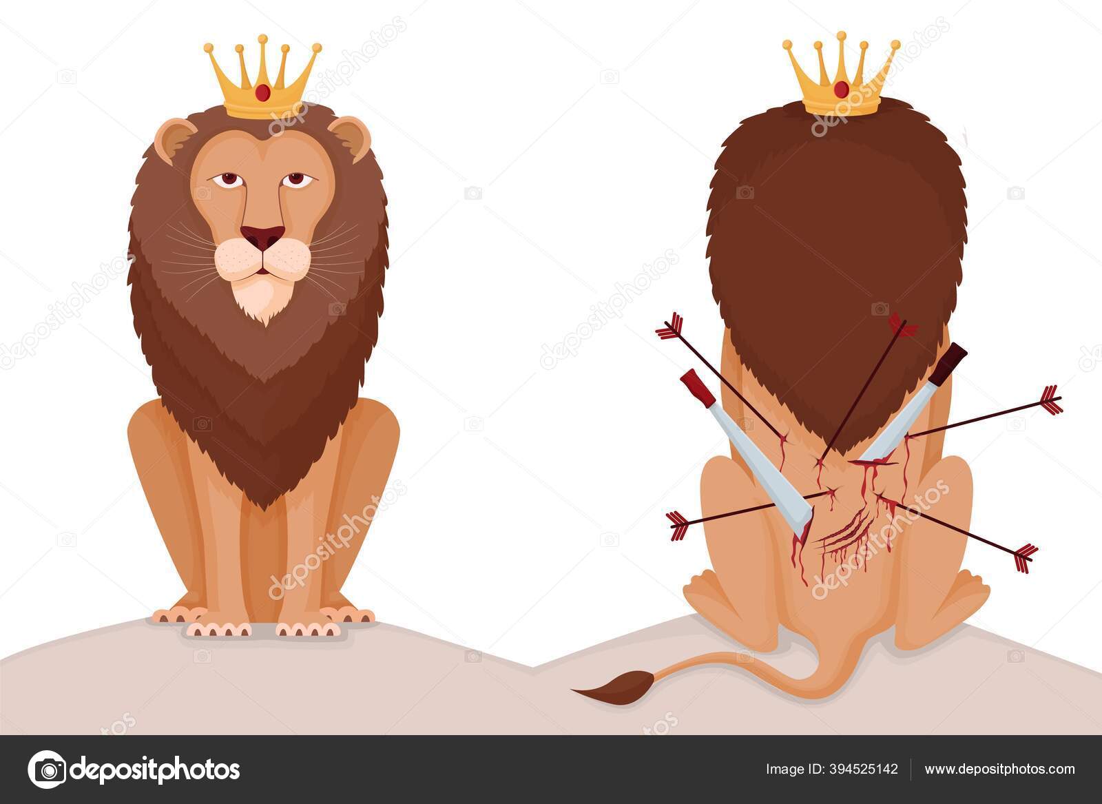 ライオンキングイラストになるのは難しい。誇り高い動物の王冠を背中に