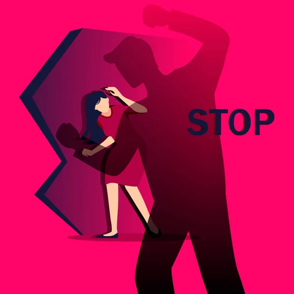 Stop bulling and oppression of women illustration. Suppression of abuse of harassment and violence. — Stock Vector