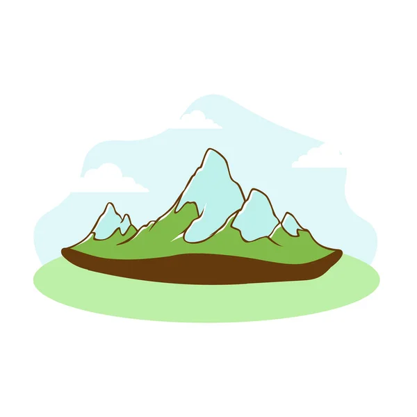Mountain green island. Snowy peaks against background of natural vegetation icy peaks Himalayas. — Stock Vector