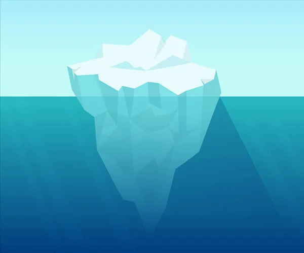 Iceberg in ocean. Underwater block of ice floating from arctic cold compressed snow. — Stock Vector