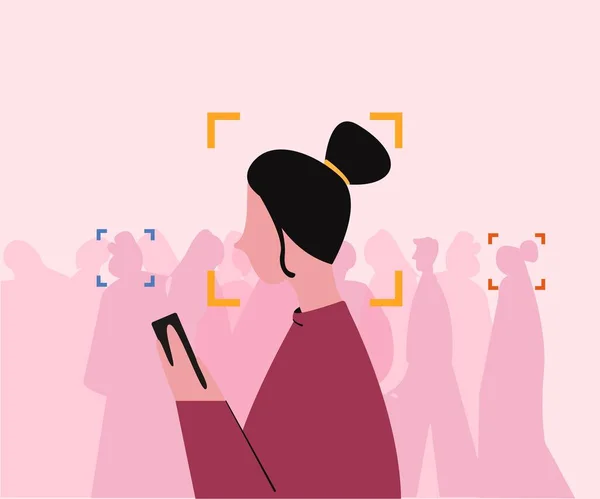 Biyometrik ve kimlik tanımlama ile yüzleş. Kimlik ve tarama teknolojisi koruması.