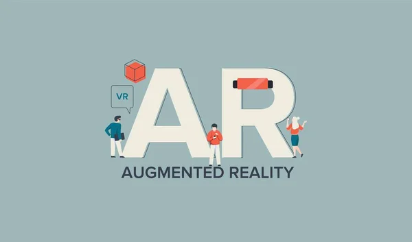 AR erweiterte virtuelle Realität. Moderne digitale Technologie visuelle Anwendungen Unterstützung in Unternehmen. — Stockvektor