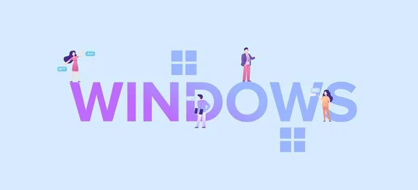 Иллюстрация Windows. Популярные программные технологии для компьютеров и мобильных устройств. — стоковый вектор