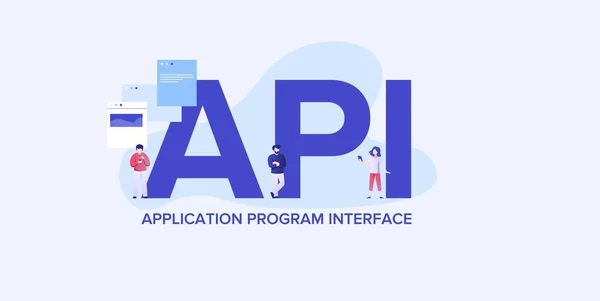 API application programming interface . Providing convenient coding and development technologies and interaction web. — Stock Vector