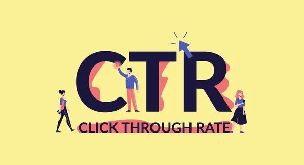 CTR taux de clic à travers. Trafic marketing en ligne avec des ventes de contenu d'entreprise. — Image vectorielle