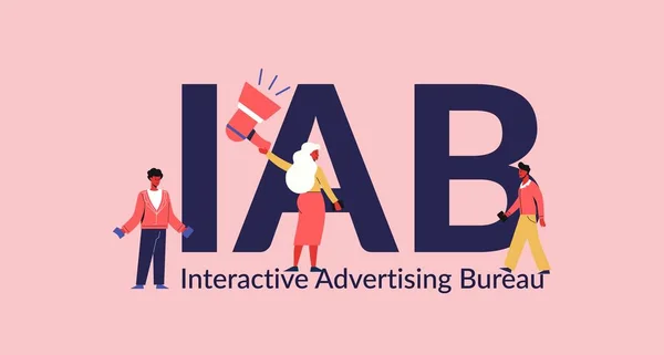 IAB interaktif reklam bürosu. Pazarlama bilgi sektörü ve hizmetlerin tanıtımı. — Stok Vektör