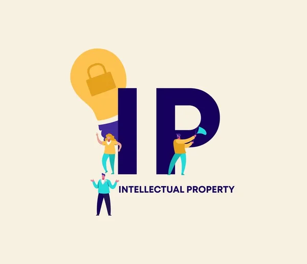 Propriedade intelectual IP. Marca registada de comércio rentável e distribuição bem sucedida dos rendimentos financeiros. —  Vetores de Stock