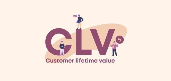 CLV customer lifetime value. Technology of ecommerce trade and successful financial income distribution. — Stock Vector