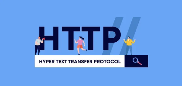 Protocolo de transferência de hiper texto HTTP. Tecnologias de programação e codificação e software web gráfico digital. — Vetor de Stock