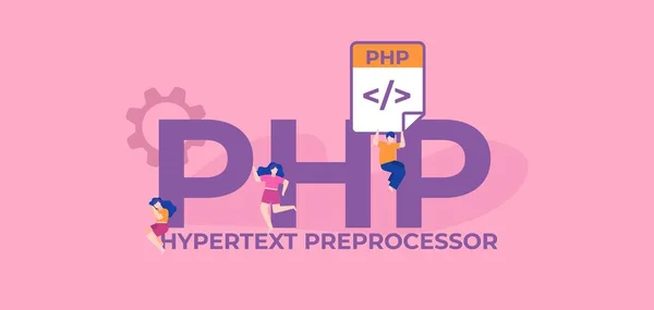 Гипертекстовый препроцессор PHP. Технологии пионерского программирования и кодирования. — стоковый вектор