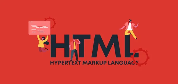 Linguagem de marcação de hipertexto HTML. Desenvolvimento de aplicações de linguagem online scripts gráficos digitais e negócios. —  Vetores de Stock