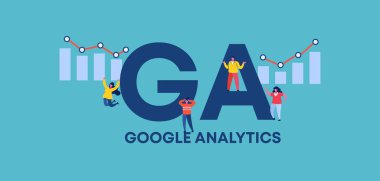 GA Google analitiği. Kârlı ticaretin kısaltması ve başarılı finansal gelir dağılımı kurumsal iş.