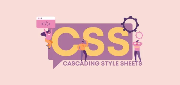 Folhas de estilo em cascata CSS. Programação e desenvolvimento de tecnologias de codificação de aplicações online. —  Vetores de Stock