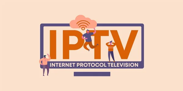 IPTV Internet protocolo de televisão. Tecnologias globais de codificação de informação e software web. — Vetor de Stock