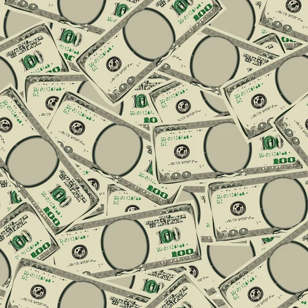 Сто доларів безшовного зразка. Сіра готівка інвестиційна валюта з зеленими етикетками банкінг. — стоковий вектор