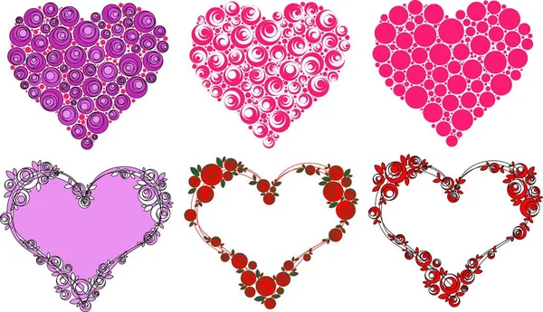 Several Variants Hearts Different Styles Frames Inscriptions Photos Vector — Stock Vector