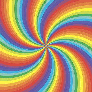 Rainbow twisted spiral background. Rainbow swirl background.  Vortex starburst or sunburst twirl. Abstract ring spiral pattern background. clipart