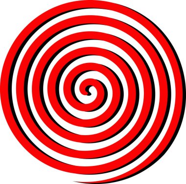 Soyut spiral arka plan - vektör grafiği. Kırmızı ve siyah kavisli ışın çizgilerinden soyut spiral arka plan - vektör grafiği