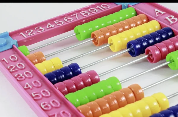 Brinquedo Ábaco Com Arco Íris Colorido Para Aprender Contar Sobre — Fotografia de Stock