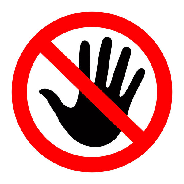 Adblock or red stop, stop sign with hand Isolated on the white fone. Векторная иллюстрация
.