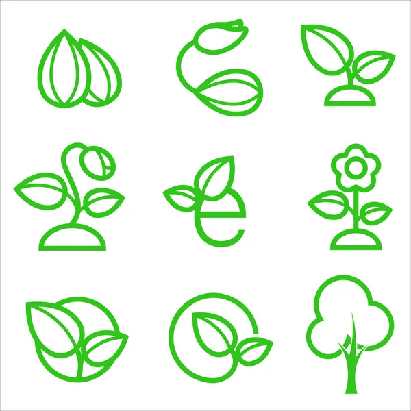 Eco Icons Symbolizing Life Nature Eco Cleanliness Depicting Sprout Leaf — Stock Vector