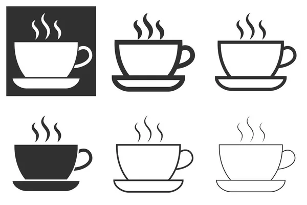 Cup Hot Coffee Cafe Coffee Drink Dark White Version Flat — Stock Vector
