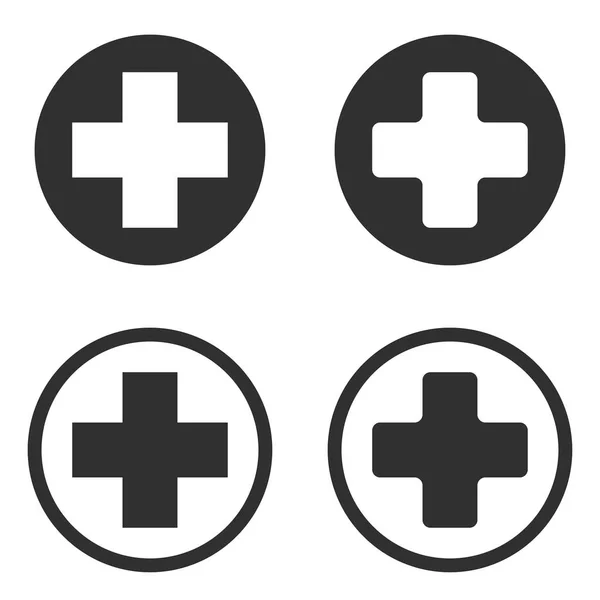 Medicinskt Kors Cirkel Flera Varianter Isolerad Vit Bakgrund Veckans Illustration — Stock vektor