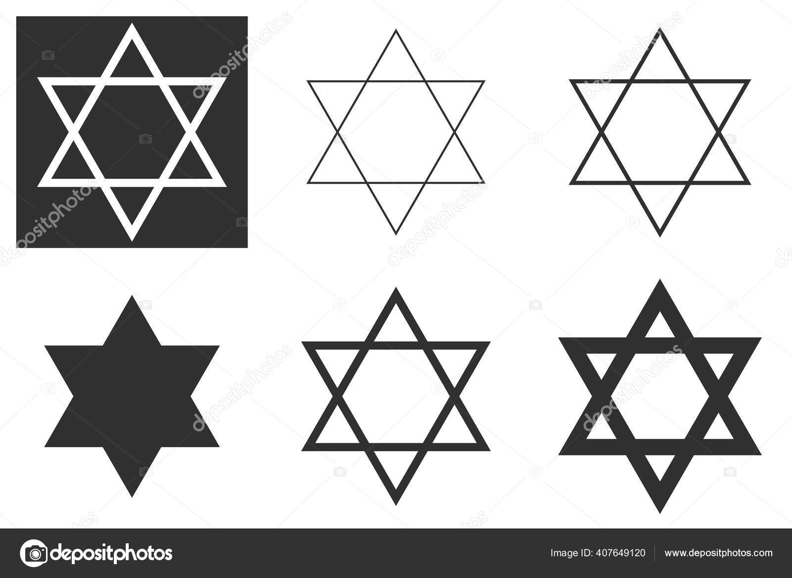 Estrela Judaica David Estrela Seis Pontas Preto Com Ícone Vetorial Vetor de  stock de ©ziz 407649120, image size:1600x1167