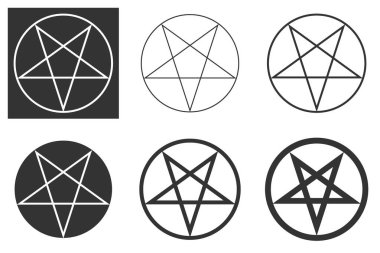 Beyaz ve koyu arkaplanda izole edilmiş birkaç varyasyondaki pictogram simgesi. Vektör illüstrasyonu