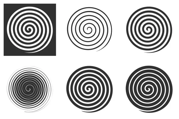 Schwarzes Spiralsymbol Einfaches Flaches Vektorgestaltungselement Satz Spiralförmiger Bewegungselemente Isoliert Auf — Stockvektor