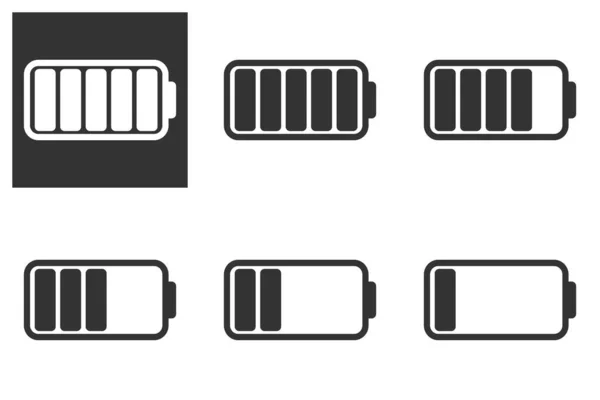 Battery Icons Set Isolated White Background Battery Charge Indicator Icon — Stock Vector