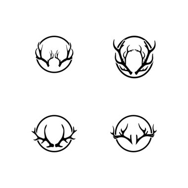 Geyik boynuzu ilüstrasyon logo vektör şablonu