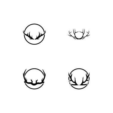 Geyik boynuzu ilüstrasyon logo vektör şablonu