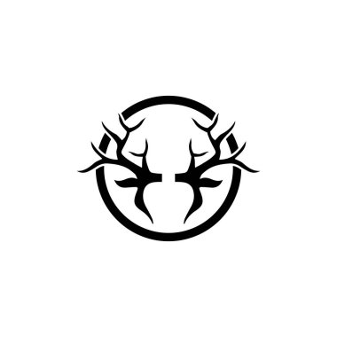 Geyik boynuzu ilüstrasyon logo vektör şablonu