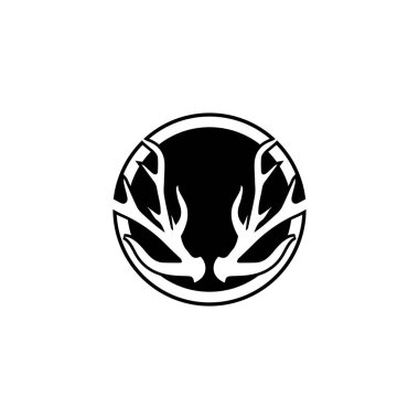 Geyik boynuzu ilüstrasyon logo vektör şablonu