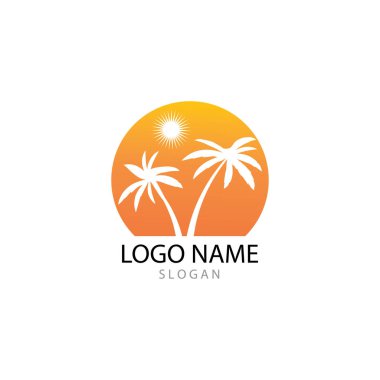 Palmiye ağacı logo şablonu vektör çizimi