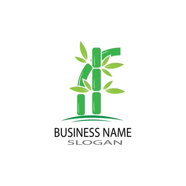 Bamboo logo with green leaf vector icon template — Stock Photo, Image